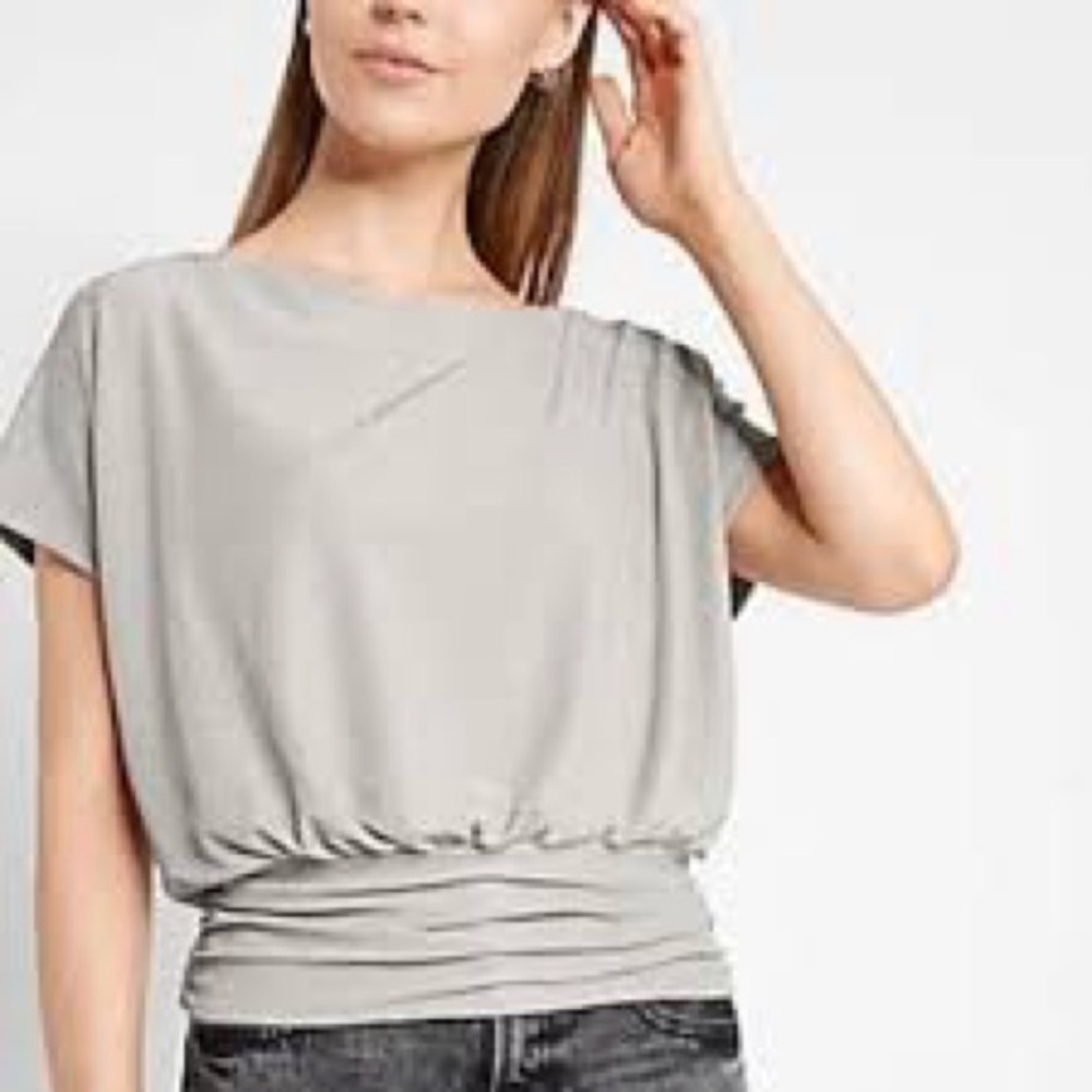 Express Metallic Ruched Banded Bottom Top